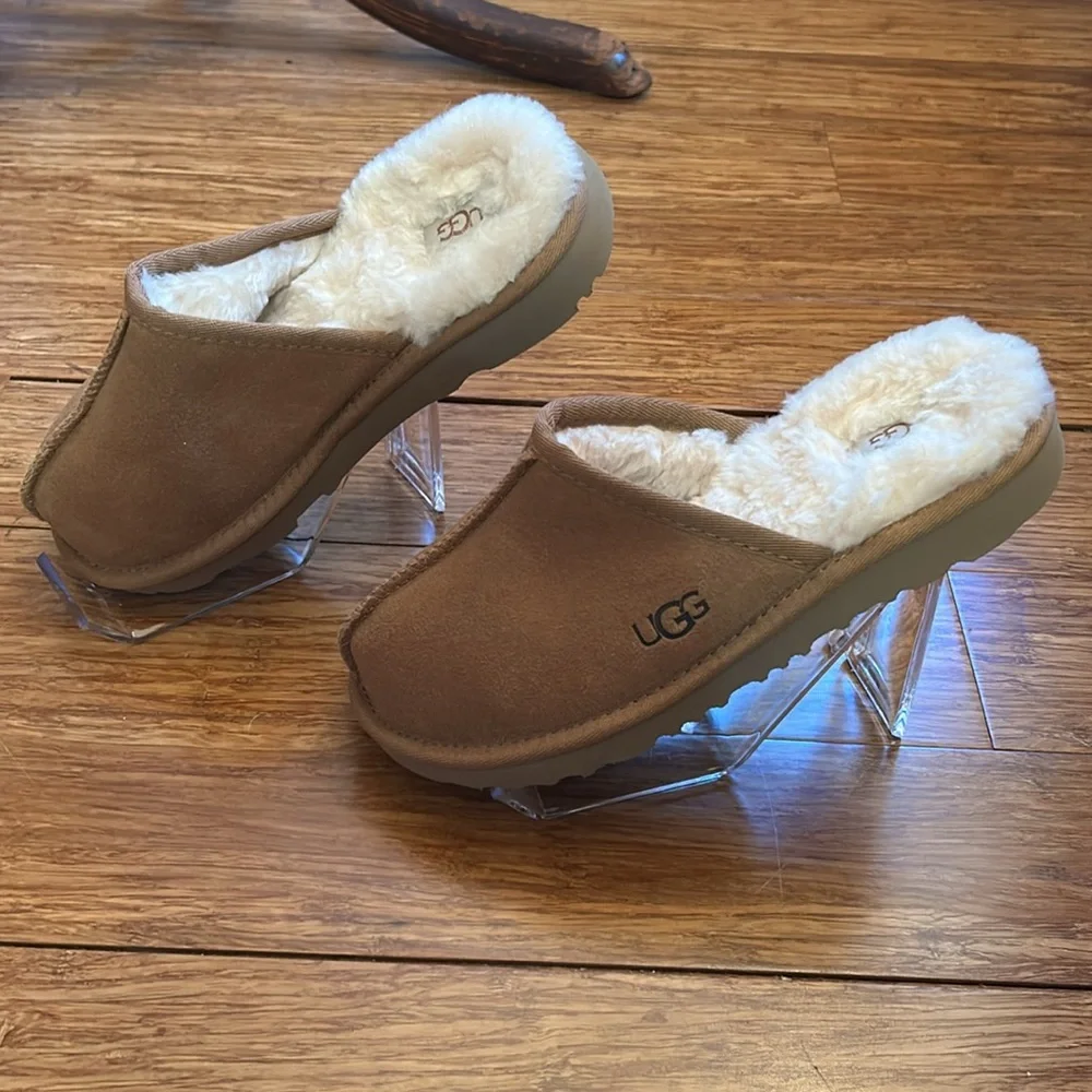 UGG Tan Suede Slip-On Slippers - Picture 2 of 7